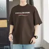 Camiseta Masculina de Algodão Puro Pesado com Manga Curta Tendência Americana Gola Redonda Preta Top Meia Manga Camiseta de Algodão Estampada