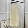 2026 Nueva Falda Larga Plisada de Cintura Alta para Mujer, Cintura Elástica Fluida, Versátil, Adelgazante, De Gama Alta, Elegante, Color Sólido