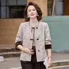 Nueva chaqueta corta de mujer estilo chino, elegante y versátil, con un toque de diseño inspirado en Chanel, adecuada para mujeres de mediana edad y mayores, chaqueta de cuello redondo