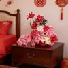 Decoração de Mesa de Centro para Quarto de Casamento, Arranjo de Flores Artificiais para Mesa de Cabeceira de Noivado, Ornamentos Florais para Mesa de Jantar de Casamento, Flores Artificiais