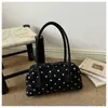 Nova Bolsa Tendência de Ombro Único, Mesmo Estilo das Celebridades da Internet, Bolsa Bowling de Camurça com Bolinhas Elegante e Versátil, Bolsa de Ombro da Moda Estilo Coreano para Mulheres
