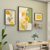Pintura Decorativa Cálida Nórdica para Comedor Familiar Juego de Arte de Pared de Porcelana de Cristal Decoración de Pared de Aleación de Aluminio Estante de Hierro Colgante