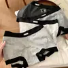 Calzoncillos tipo bóxer de algodón de color antibacteriano de 10A con contraste gris, 100% algodón, para mujer, de cintura media, con refuerzo de algodón para deporte, que cubren la cadera