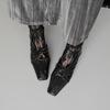 Zapatos Retro de Encaje Plisado Estilo Francés 2026 Otoño/Invierno Punta Cuadrada Tacón Bajo Espalda Descubierta Moda de Doble Uso