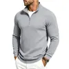 Sudadera con cremallera de manga larga, cuello alto, jacquard a cuadros, simple, casual, para ir al trabajo, peso pesado, para otoño e invierno, de hombre, europea y americana