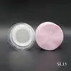 El fabricante suministra estuche redondo morado para polvo suelto 16g material de embalaje para polvo fijador plástico recipiente cosmético