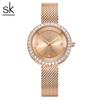 SHENGKE SHENGKE nuevo reloj de cuarzo de malla para mujer, personalizado, sencillo, con incrustaciones de diamantes, K0169