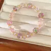 Pulseira estampada com contas de vidro e cristal, pulseira de luxo discreto, acessório doce e fresco para férias, joias para atacado