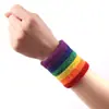 Pulseira Arco-Íris Esportiva ao Ar Livre Badminton Fitness Absorvente de Suor Listrada Color-Block Toalha Pulseira Pulseira de Basquete