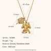 Joyería de Acero Inoxidable, Nuevo Estilo Popular Europeo y Americano, Pendientes Colgantes, Collar, Anillo de Rana y Palmera Chapados en Oro de 18 Quilates de Nicho