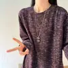 Camiseta de punto estilo tweed tie-dye de manga larga, unisex, sudadera fina de otoño, capa base elegante y genial