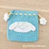 Handmade lã tecido rede vermelha fone de ouvido saco cordão saco pequeno dos desenhos animados bolsa de batom portátil