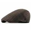 Boina de Lana Nueva para Otoño e Invierno para Hombre, Gorra de Pico a Cuadros Británicos, Elegante Gorra de Artista para Mujer, Gorra Casual Adelante