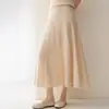 Falda de punto Konsaini 100% Cachemira para mujer, con rayas verticales, elegante, a la moda, versátil, adelgazante, grande, línea A