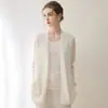 Cardigan de Tricô Feminino Konsaini 100% Caxemira Elegante Moderno Solto Relaxado Suave