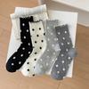 Estilo coreano Bonito Pequeno Dot Mid-Socks Meias Orelha de Madeira Doce Primavera e Outono Versátil Cor Sólida Estilo Acadêmico Meias Empilhadas