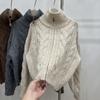 Abrigo Suéter Retorcido de Color Sólido para Mujer 2024 Estilo Coreano Simple Holgado Adelgazante Retorcido Manga Larga Cardigan de Punto Abrigo Moderno