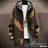 Cardigan com zíper e capuz de algodão para homem, padrão irregular transfronteiriço, estampa colorida, modelagem solta, venha para a foto, DIY