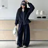 Diseño gris, conjunto de sudadera súper moderno para mujer, nueva colección otoño 2026, estilo popular, pantalones de pierna ancha juveniles y casuales, conjunto de dos piezas