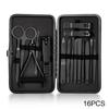 Set de cortaúñas negros personalizados para traje transfronterizo de acero inoxidable 18 piezas, juego completo de herramientas prácticas para manicura y arte de uñas
