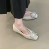 Hebilla cuadrada de strass estilo francés, forro de felpa, zapatos planos que aumentan la altura para mujer, zapatos de trabajo sin cordones de punta fina