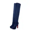 Botas Elásticas de Primavera y Otoño para Mujer Botas que Fijan la Pierna Hasta la Rodilla Tacón Grueso Botas de Tacón Alto Estampado de Leopardo Botas de Jinete Generando Cabello TM127