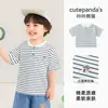 Camiseta de Algodón Puro para Niños Kaka Panda Ropa de Verano de Manga Corta para Niñas Top Casual de Medio Manga para Bebé