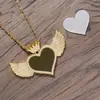 Joyería Hip Hop Forma de Corazón Alas Personalizado Marco de Fotos Europeo y Americano Colgante Sin Foto DIY Marco de Fotos Conmemorativo Creativo Collar