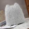 Gorro de punto con protección para las orejas de piel de conejo para mujer otoño e invierno estilo coreano lindo orejas de gato gorro pulóver gorro de lana gorro de confinamiento cálido