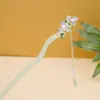 Pinza para el Cabello de Flor de Gardenia Antigua Estilo Chino Nuevo Super Hada de Verano Pinza de Alta Calidad para el Cabello Hanfu Pinza con Borla