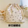 Pequeña bolsa de almacenamiento de algodón popelina floral con cordón bolsa de tela venta al por mayor de fábrica