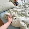Juego de Cuatro Piezas de Gasa de Doble Capa 100% Algodón, Juego de Tres Piezas de Sábana y Funda Nórdica de Algodón Puro Ultra Suave Estilo Ins Clase A, Ropa de Cama de Alta Gama
