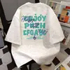 Camiseta Estilo Americano Tie-Dye com Letras, Gola Redonda, Manga Curta, 100% Algodão Puro, Corte Solto, Emagrecimento, Top de Verão para Casais, Masculino e Feminino