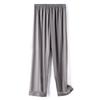 Pantalones de verano para mujer de seda helada con bolsillo de cinta talla grande traje pantalones de pijama bolsillo lateral finos anchos sedosos