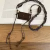 Bolsa con Cuentas de Madera y Tela Colgante Collar Cadena de Suéter Moda Casual Diseño de Joyería de Nicho para Mujer Alta Gama