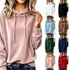 Outono/Inverno 2026 Transfronteiriço Europeu e Americano Amazon Novo Top Feminino com Capuz Cordão Veludo Coreano Cor Sólida Manga Longa em Branco