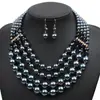 Cadena para suéter collar de perlas multicapa conjunto de aretes estilo geométrico simple personalizado europeo y americano venta al por mayor