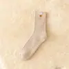 Calcetines Grues de Invierno y Otoño para Mujer, Forrados de Polar, de Media Pantorrilla, Cálidos Estilo Coreano, Color Sólido, Corazón, Antideslizantes, de Cachemira, Calcetines Sueltos