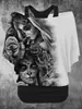 Camiseta Transfronteiriça Estampada com Caveira Digital 3D AliExpress Mais Vendida Camisa Básica de Manga Curta Roupa Externa de Primavera Feminina Camisa de Manga Curta