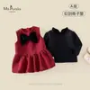 Novo Conjunto de Inverno para Meninas: Conjunto de Roupa de Ano Novo para Bebê Estilo Coreano com Vestido Forrado de Lã e Camisa Base Forrada de Lã