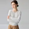 Suéter de cachemir para mujer 100% cachemir con cuello en V para mujer, nuevo suéter base de punto ajustado para otoño e invierno, de manga larga, estilo para ir al trabajo
