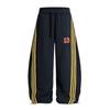 Calça de Moletom Esportiva Amarela com Três Listras para Mulheres, Design Scimitar de Perna Reta, Listras Contrastantes, Caimento Fluido, Preguiçosa, Calça Larga Solta