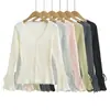 T404-26 Cardigan de Punto para Mujer, Estilo Coreano de Otoño, Corte Delgado, Fresco, Dulce, Cuello en V, Liso, Calado, Manga Campana, Manga Larga, Ropa de Abrigo