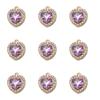 Colgante de corazón de aleación con diamantes de imitación transparentes de color, accesorios de joyería para hacer tú mismo, collar y pulsera, colgante de corazón de amor