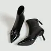 Botines de Punta Aguda Transfronterizos Europeos y Americanos al por Mayor para Mujer Estilo Francés Versátil 2026 Nuevo Estilo Coreano Temperamento Moda Estilo Británico