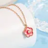 Collar de Flor con Goteo de Aceite Tachonado de Diamantes, Cadena para Clavícula Flor de Durazno, Diseño de Nicho, Exquisito y Compacto, Nuevo Estilo 2022, Colgante de Lujo Ligero