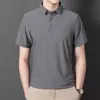 [Alta Elasticidad Sin Costuras] Camisa Polo de Seda Helada de Verano para Hombre Camiseta Fina de Manga Corta Sin Planchar Ropa Casual de Negocios para Hombre