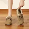 Chinelos quentinhos de estilo francês para usar ao ar livre, coleção de inverno 2026, mocassins de calçar fácil com solas macias e forro de fleece, sapatos estilo Birkenstock