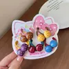 Elásticos de cabelo, tiaras e cordões de cabelo de desenho animado para meninas, com um design pequeno e fofo na cor café com leite, perfeitos para outono e inverno.