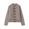 Suéter de cachemira retro de doble botonadura, mezcla de lana, unisex, corte relajado, cuello redondo, cárdigan tejido